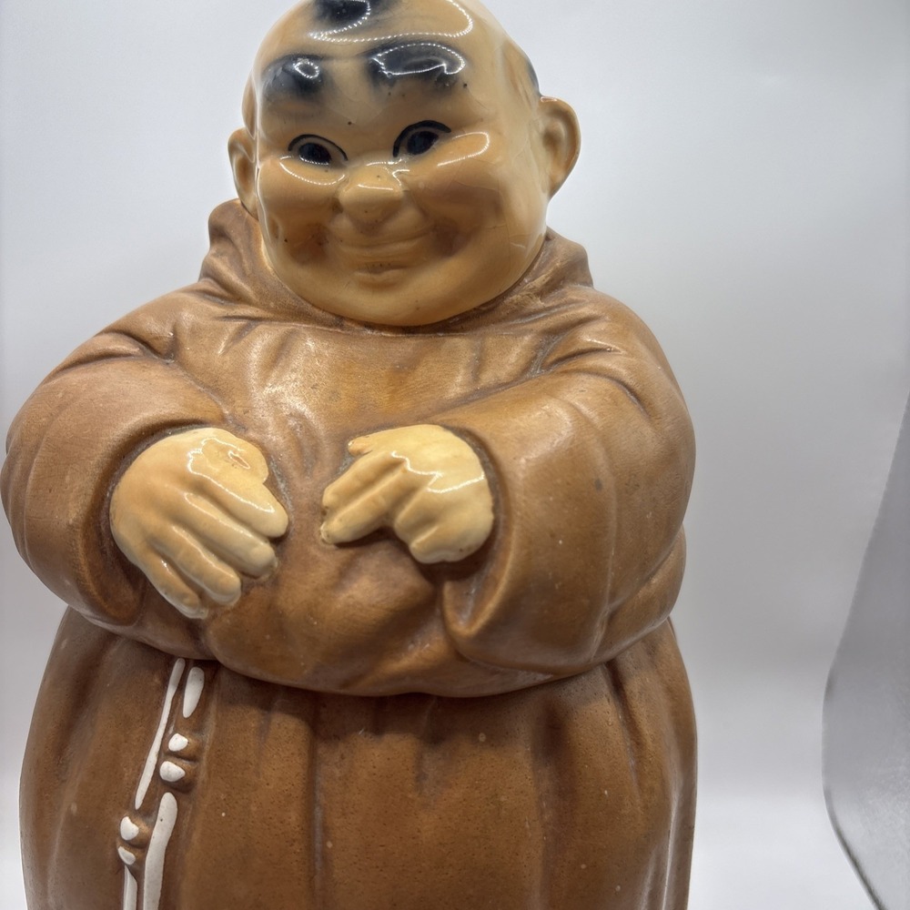 Vintage Twin Winton Monk Friar Cookie Jar "Thou Shalt Not Steal" 1960 USA